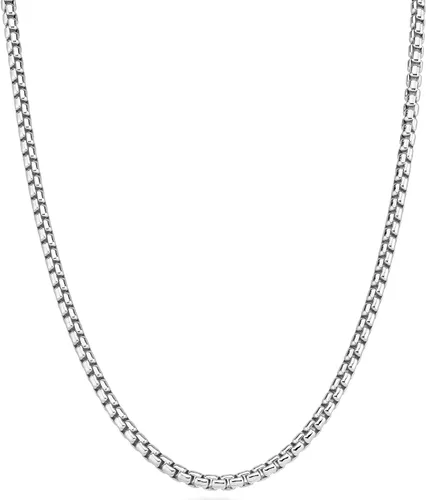 Miabella Collar de cadena redonda de plata de ley 925 sólida italiana de 0.138in cuadrado de eslabones Rolo para mujeres y hombres, 16, 18, 20, 22,