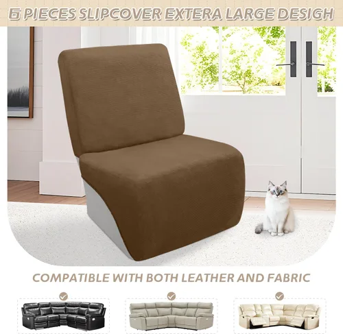 Miniatura 443 de Arfntevss Fundas de sofá seccional reclinable de terciopelo, Funda de sofá seccional de esquina para sofá reclinable, Funda elástica suave
