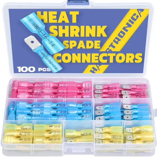 Miniatura 13 de Haisstronica 260 conectores de pala termorretráctiles, terminales de pala hembra y macho de desconexión rápida para embarcaciones, electrónica