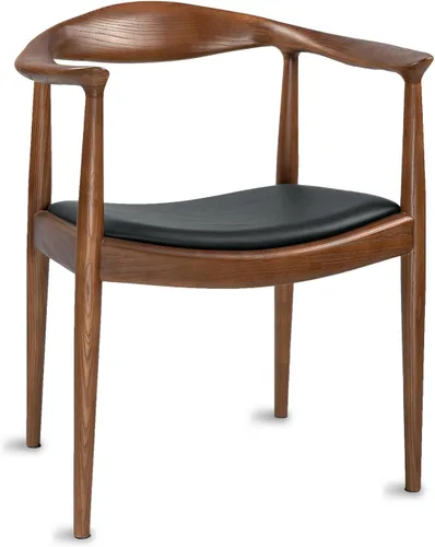 Miniatura 12 de Tomile Hans Wegner Kennedy - Silla moderna de piel sintética con respaldo ancho curvo, marco de madera maciza, diseño de mediados de siglo