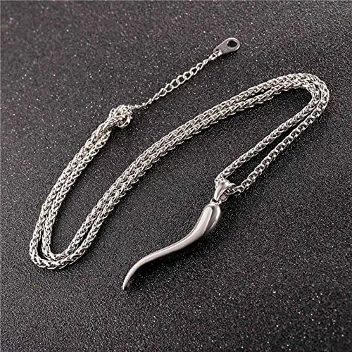 Miniatura 5 de Greendou Collar con colgante de talismán afortunado de acero inoxidable con dije de cuerno italiano de acero inoxidable