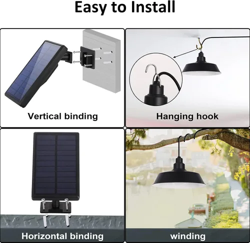 Miniatura 5 de Luces colgantes LED solares con control remoto (paquete de 2), panel solar ajustable y cable de 16.4 pies, impermeable IP65 para uso en exteriores e