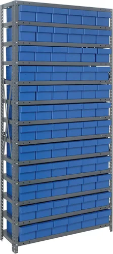 Miniatura 595 de Quantum QSBU-245BK Heavy Duty Shelving Unit with (7) Shelves and (24) QUS245 Black Bins for Garage Warehouse Storage Distribution 400 lb Load