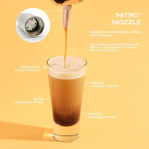 Miniatura 4 de Cafetera Nitro de 1 litro, cafetera de aluminio Nitro Cold Brew con boquilla especial de difusor de nitro y cafetera fría con tarro Mason