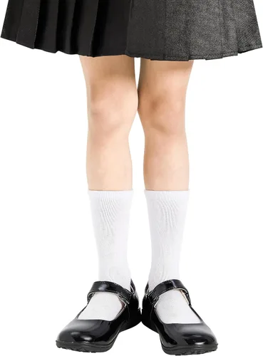 Miniatura 6 de COZYOFFI 4 pares de calcetines de algodón sin costuras para niñas y niños, uniforme escolar