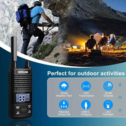Miniatura 3 de KETELESE T1 FRS Walkie Talkie Set para adultos, radio bidireccional de largo alcance, con auricular de radio familiar Walkie-Talkie, NOAA, VOX