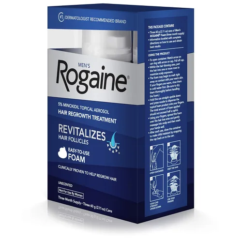 Miniatura 8 de Rogaine Espuma de crecimiento para hombre 5% sin perfume 3 meses (paquete de 2)