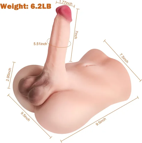 Miniatura 5 de Muñeca sexual masculina de 6.2 libras con consolador grande realista, muñeca sexual para mujeres, muñecas sexuales, torso, juguete sexual gay