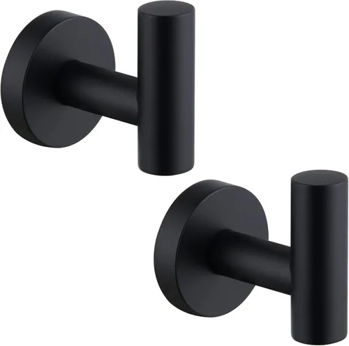Miniatura 14 de Gancho de Toalla Angle Simple 2 Piezas, Oro y Negro, Soporte de Acero Inoxidable para Baño y Bata, Cuchillo Redondo para Toalla de Mano, Montado
