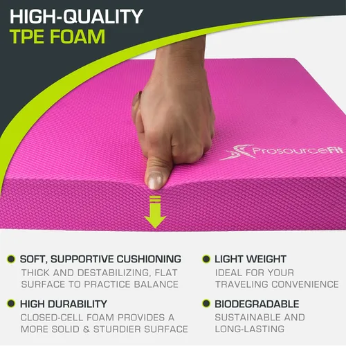 Miniatura 3 de ProsourceFit Almohadilla de equilibrio de ejercicio, alfombrilla de espuma acolchada antideslizante y rodillera para entrenamiento de fitness y Rosa