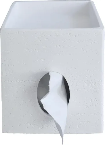 Miniatura 19 de Hymmah Soporte cuadrado para caja de pañuelos con bandeja, diseño único de cubo, dispensador de pañuelos para decoración para encimeras de tocador