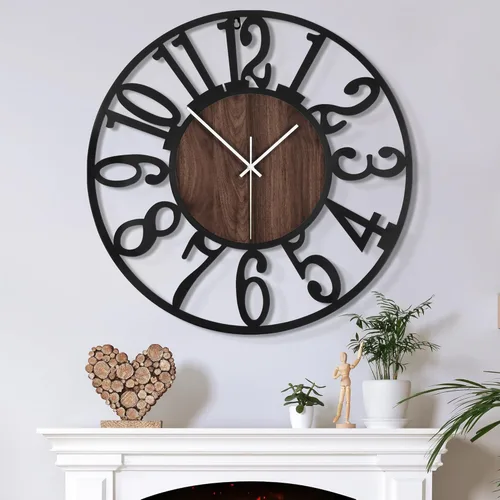 Reloj de pared grande para decoración de sala de estar, 20 pulgadas, silencioso, funciona con pilas, moderno, vintage, de gran tamaño, para Marrón