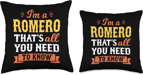 Miniatura 3 de Funny Family Names Men Women Kids Clothing Apparel I'm A Romero That's All You Need to Know Surname Last Name Throw Pillow, 16x16, Multicolor
