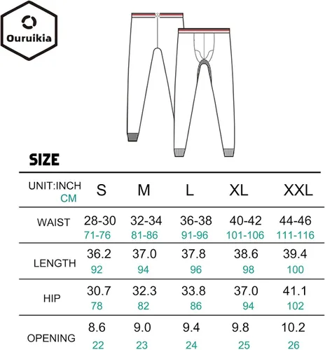 Miniatura 7 de Ouruikia Pantalones de ropa interior térmica para hombre, pantalones térmicos largos con bolsa separada