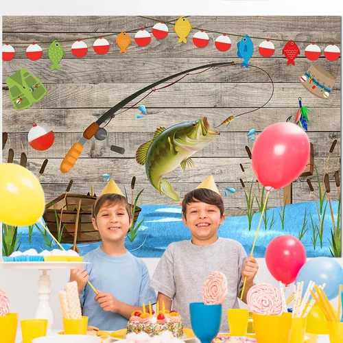 Miniatura 2 de Avezano Telón de fondo de madera rústica de 5 x 3 pies para fiesta de cumpleaños, aliado de pescado, niños, baby shower, fotografía, fondo