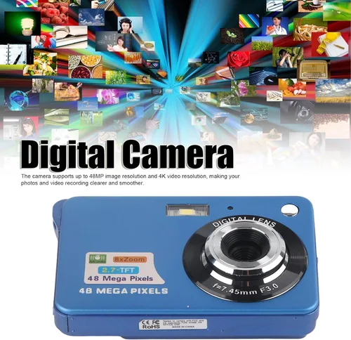 Miniatura 7 de Eujgoov Digital Camera, 4K 48MP Vlogging Camera with 8X Zoom 2.7in Screen and Fill Light for Photography (Blue)