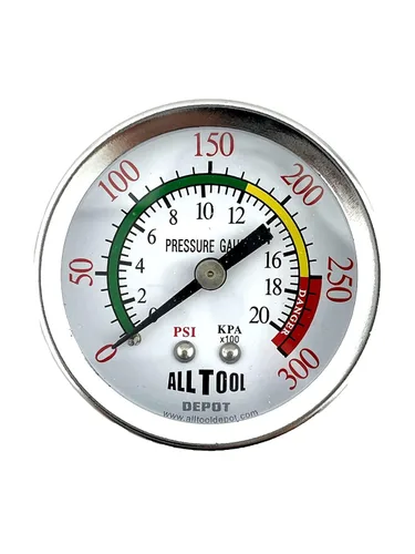 Miniatura 9 de Manómetro de presión de aire de 2" Montaje lateral inferior 1/4" NPT 2" Dial - 0 a 200 PSI