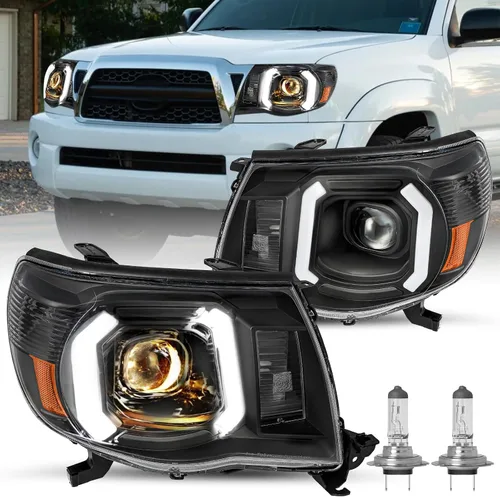 Miniatura 8 de JSBOYAT Conjunto de faros delanteros de recambio para camioneta Toyota Tacoma 2005-2011, bombillas incluidas (carcasa negra con reflector ámbar)