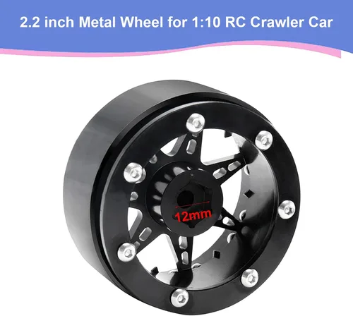 Miniatura 2 de 1/10 RC Crawler Metal 2.2 pulgadas Beadlock Llantas para 1:10 RC Crawler Car SCX10 RR10 Wraith 90048 TRX4 G500 TRX6 G63 (2 piezas negro y azul)