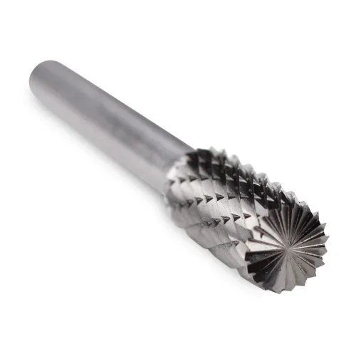 BHA Broca de herramienta rotativa de carburo de tungsteno con extremo cilíndrico – doble corte, 3/8" x 3/4", vástago de 1/4"