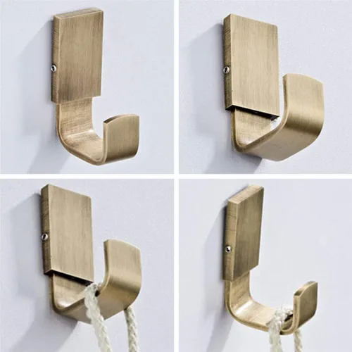 Miniatura 2 de Flybath Gancho para abrigos, ganchos de latón antiguo para toallas de baño, cocina, soporte para camisas, montaje en pared, bronce cepillado