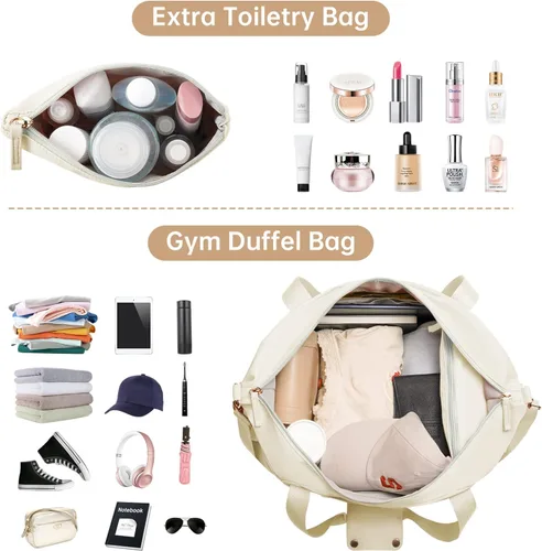 Miniatura 3 de Bolsa de lona de gimnasio para mujer, Blancuzco, Bolsa de viaje para gimnasio