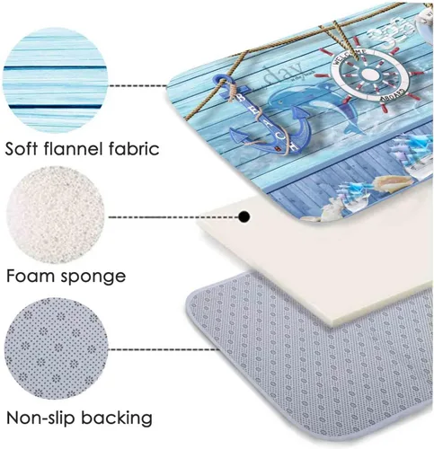 Miniatura 2 de LYFANS Manta de esponja de baño y cocina absorbente de espuma suave (23.5 x 59 pulgadas), almohadilla de franela antideslizante brillante impresa