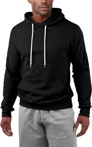 Miniatura 5 de Ohoo Sudadera básica con capucha para hombre, ligera, manga larga, con bolsillo tipo canguro