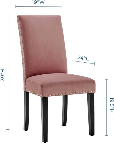 Miniatura 3 de Modway Parcel Performance - Juego de 2 sillas auxiliares de terciopelo para comedor, color rosa polvoriento Rosa (Dusty Rose)