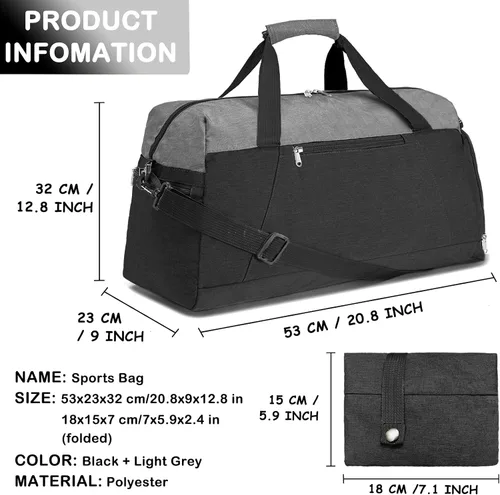 Miniatura 2 de Bolsas de gimnasio para mujeres y hombres con compartimento para zapatos y artículos húmedos, bolsa de lona plegable de 40 L, bolsa de lona ligera