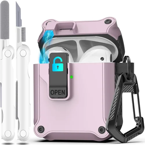 Miniatura 138 de R-fun - Funda para audífonos compatible con AirPods de 4.ª generación 2024, cubierta protectora de expulsión automática a prueba de caídas, puerto