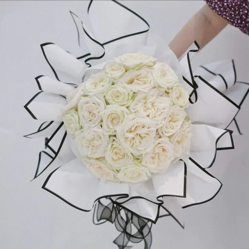 Miniatura 2 de BBJ WRAPS Papel de regalo de flores coreanas, marco blanco y negro mate para suministros de floristería, 23.6 x 23.6 pulgadas, 20 hojas Negro