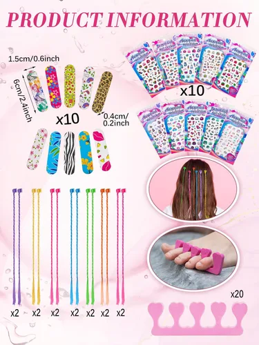 Miniatura 3 de Xuhal 92 piezas de recuerdos de fiesta de spa para niñas, suministros de fiesta de pijama, batas de satén para niños, fiestas de pijamas con bolsas