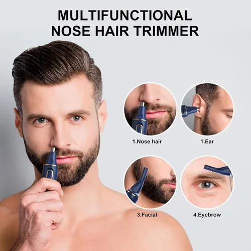 Miniatura 2 de XOOMRSCP Recortadora de pelo de nariz para hombres, recortadora de pelo recargable 2 en 1, sin dolor, multifuncional, para orejas y nariz, con Azul