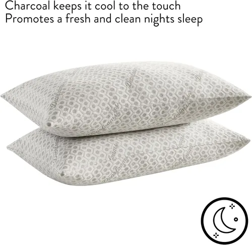 Miniatura 4 de Dearfoams Almohadas de cama tamaño estándar/queen - Juego de 2 almohadas de cama con infusión de carbón con funda de punto suave para dormir