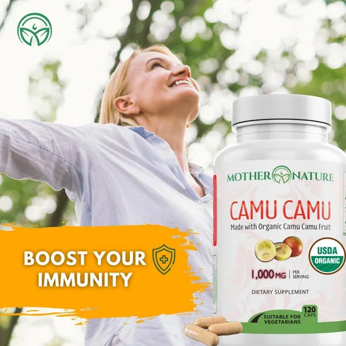 Miniatura 4 de Cápsulas Mother Nature Organics Camu Berry – Repleto de vitamina C natural y antioxidantes crudos – Refuerzo inmunológico y antienvejecimiento