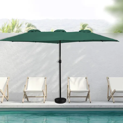 Miniatura 2 de Northlight Sombrilla de mercado para patio al aire libre de 15 pies con manivela, color verde