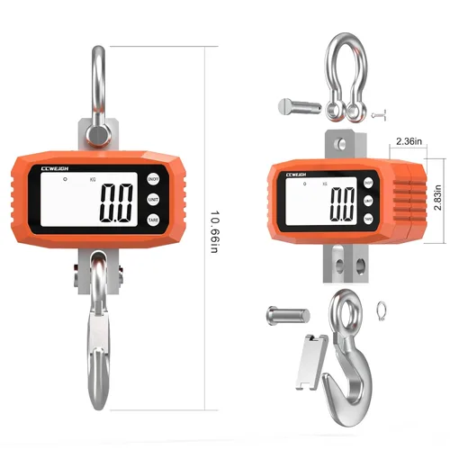Miniatura 6 de Báscula digital de grúa y báscula colgante de 2,204.6 lbs - Mango de acero inoxidable de aluminio Multiuso para gimnasio, caza, viajes
