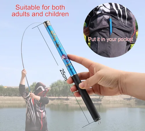 Miniatura 2 de Caña de pescar telescópica Tenkara Combo Longitud de cierre de 10.5 pulgadas Bolsillo de viaje Crappie Rod Inshore Stream Trucha Polo Stream Carpa