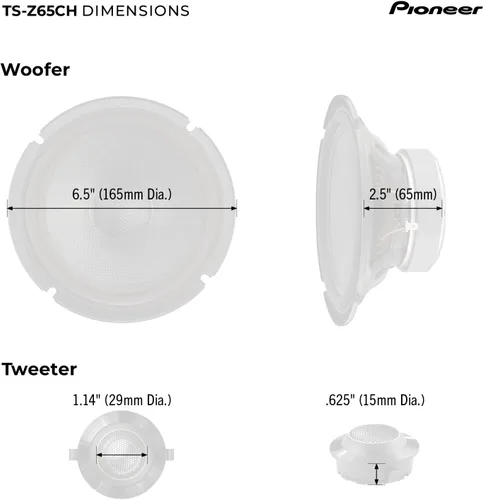 Miniatura 6 de PIONEER F-Series TS-F1634R - Altavoces de 2 vías de 6.5 pulgadas (par) - 200W máximo, sonido equilibrado + agudos suaves, excelente reemplazo