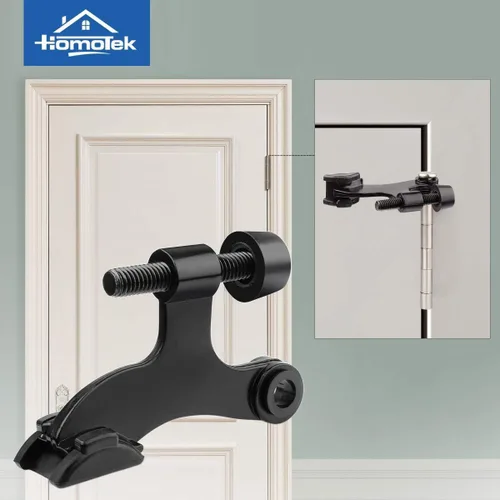 Miniatura 5 de HOMOTEK - Paquete de 12 topes de puerta negros con pasador de bisagra, tope de puerta ajustable de lujo resistente de 2-1/2"x1-3/4”, con puntas