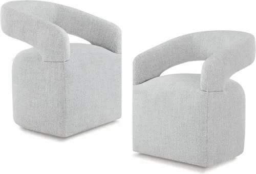 Miniatura 11 de KISLOT Juego de 1 sillas de comedor tapizadas, modernas sillas de comedor con ruedas ocultas, sillas de cocina con brazo con tela de aspecto