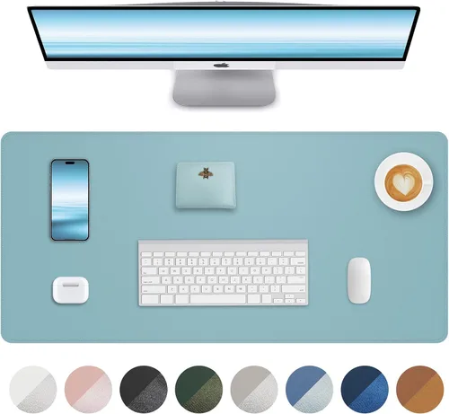 Miniatura 58 de Tapete protector para escritorio y mouse, antideslizante, de piel sintética, tapete impermeable de escritura para laptop, para oficina y hogar