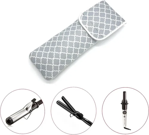 Miniatura 3 de Wanty Funda para alisadores de cabello con cierre, soporte de neopreno para rizador de hierro plano, funda de viaje, funda de viaje, funda de bolsa
