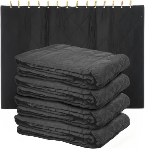Miniatura 10 de Mytee Products Manta pequeña negra amortiguadora de sonido con ojales, 48 x 48 pulgadas, manta móvil con absorción de sonido, tejido de 1 paquete