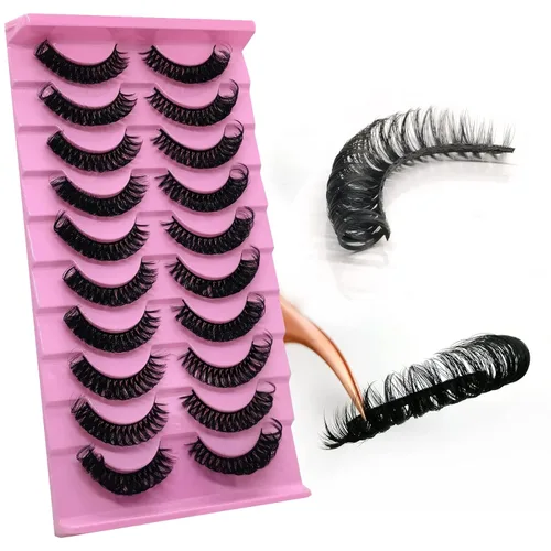 10 pares de pestañas rusas 3D voluminosas, con curvatura DD, pestañas postizas de visón sintético, pestañas de 19/32 de pulgada que parecen S09