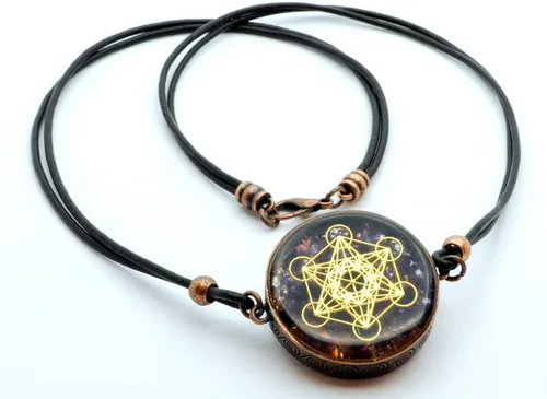 Miniatura 2 de Metatron's Cube Merkaba - Colgante de orgón con amatista