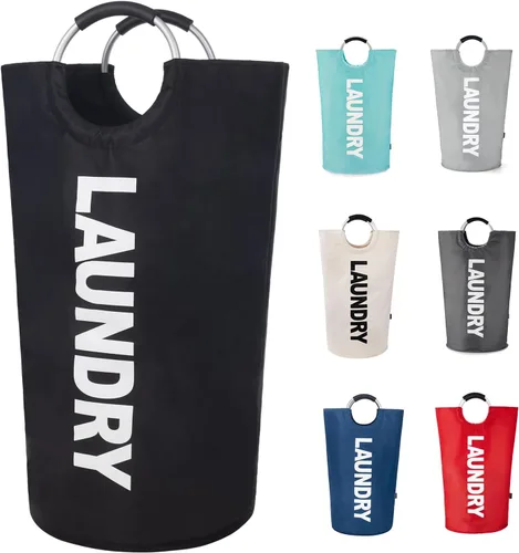 Miniatura 9 de Twira Cesta de lavandería grande de 90 litros, cesta de lavandería que se mantiene bien, bolsa de lavandería con asas acolchadas, contenedor de ropa