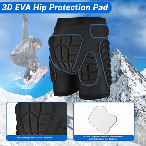Miniatura 2 de TOMSHOO 3D Hip Protective Snowboard Butt Pads Impact Shorts Tailbone Protection Crash Pants for Skiing Skateboarding, Men Women