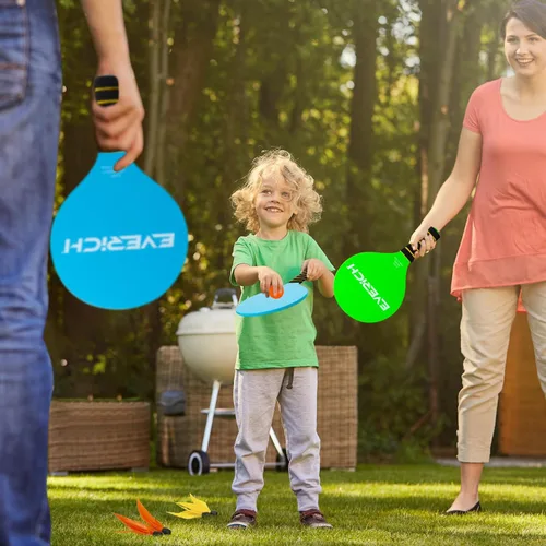 Miniatura 8 de Set de pelota con paletas – Juego de raquetas para interiores y exteriores para niños, adolescentes y adultos, elementos esenciales
